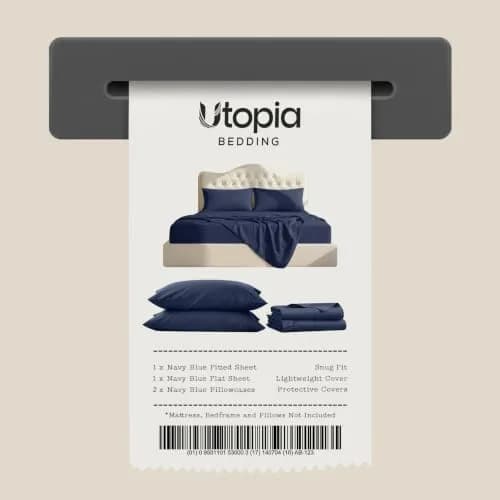 Utopia Bedding King Sheets Set 16" Deep Pocket Navy | Soft, Durable & Easy Care thumbnail 7