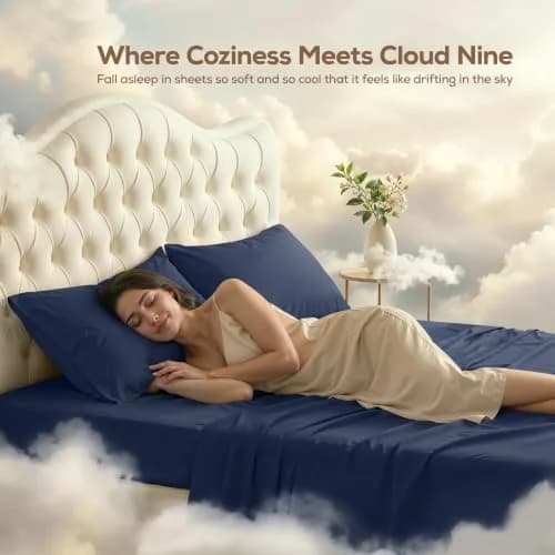 Utopia Bedding Full Sheets Set, 4 Pieces, Navy | Deep Pocket, Fade-Resistant, Microfiber thumbnail 4