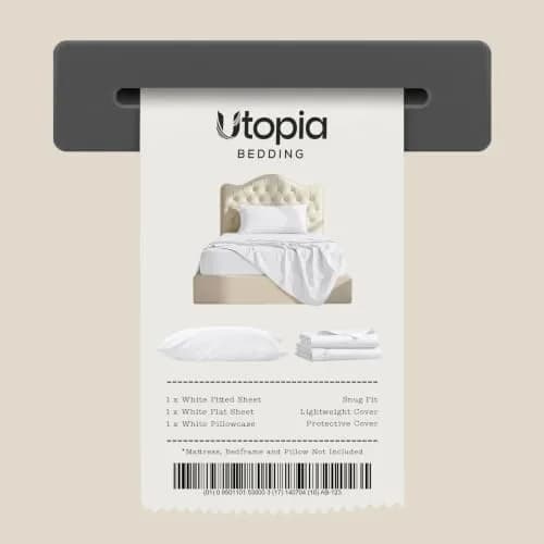 Utopia Bedding Twin Sheets Set, 3 Pieces 16" Deep Pocket White | Soft, Durable Microfiber Bedding thumbnail 7