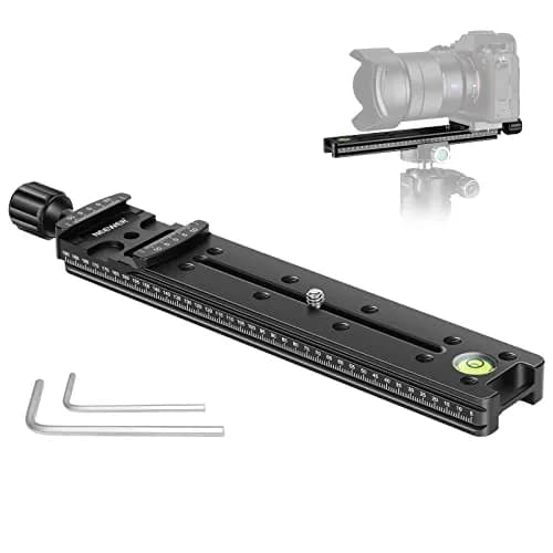 Neewer 200mm Professional Rail Nodal Slide Metal Quick Release Clamp for Camera | Precision Laser Engraved Scale & Spirit Level thumbnail 1