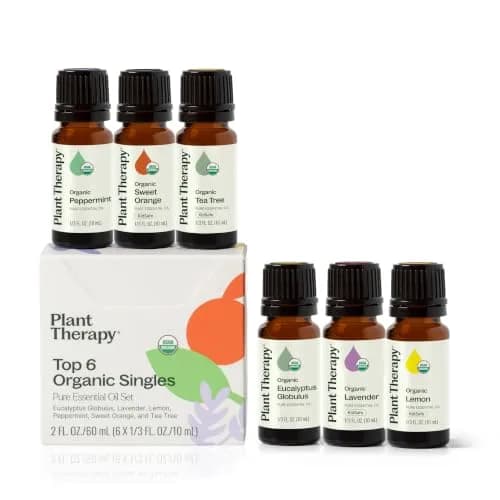 Plant Therapy Top 6 USDA Organic Essential Oil Set for Diffusion & Topical | 6x10mL, Pure & Certified thumbnail 1