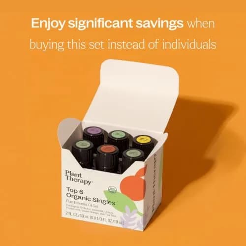 Plant Therapy Top 6 USDA Organic Essential Oil Set for Diffusion & Topical | 6x10mL, Pure & Certified thumbnail 8