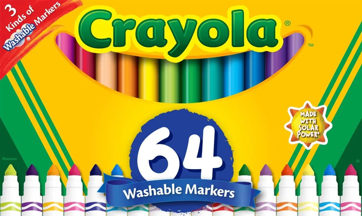 Crayola Washable Broad Line Marker Variety Set (64ct) | Ultra-Clean, Gel FX, & Window Markers for Kids & Crafts - main product image