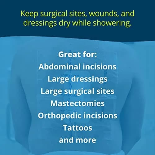 TIDI AquaGuard Wound Cover for Showering 12 in x 24 in (Pack of 7) | Waterproof Shower Sheets for Large Wounds thumbnail 8