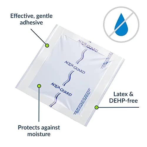 TIDI AquaGuard Wound Cover for Showering, 4 in x 4 in (6.5 cm x 6.5 cm) Coverage, Pack of 7 Sheets | USA-Sourced Shower Protection thumbnail 7