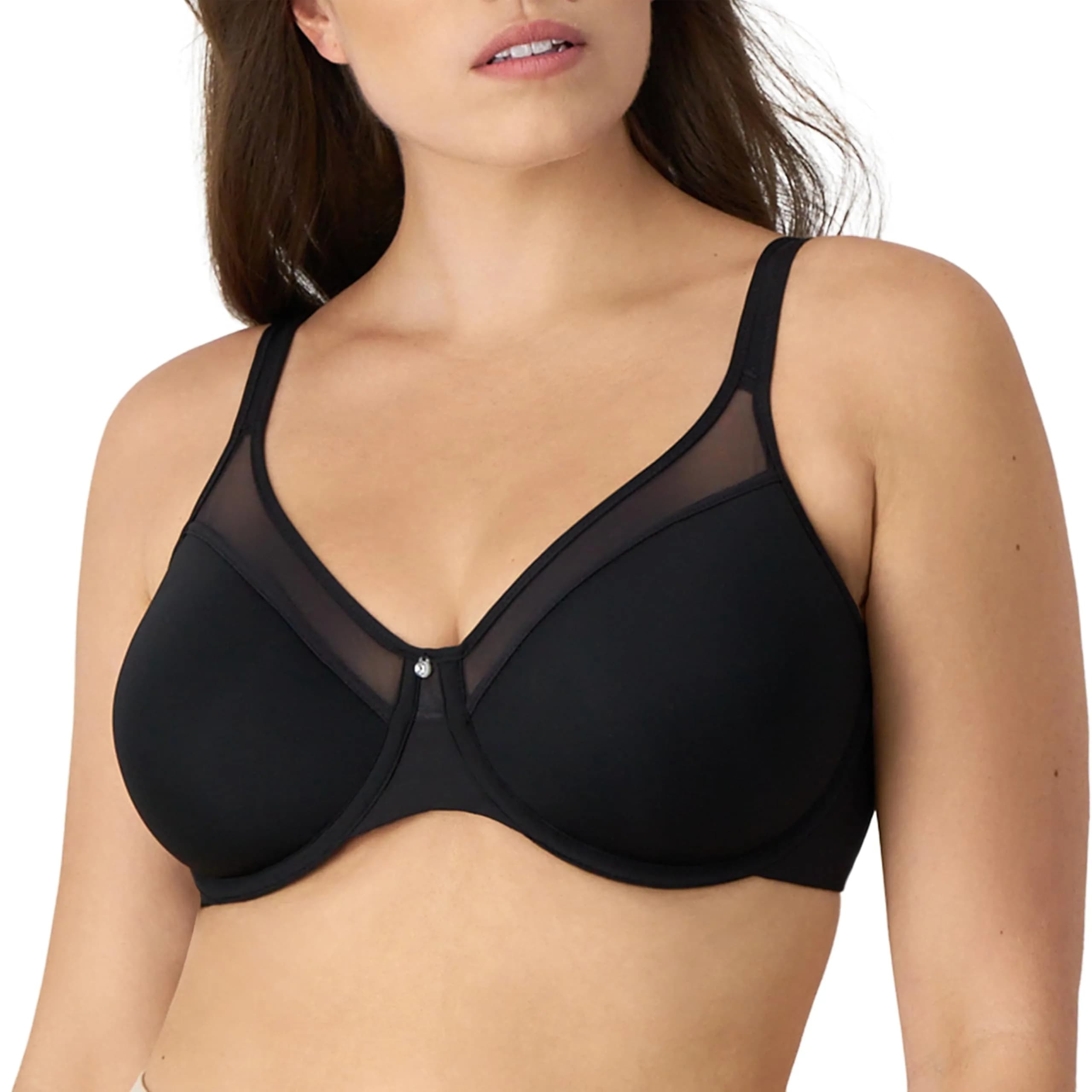 Bali Women's One Smooth U Ultra Light Illusion Neckline Underwire Bra, Nude, 38DD | Seamless, Supportive & Breathable — Black / 36C