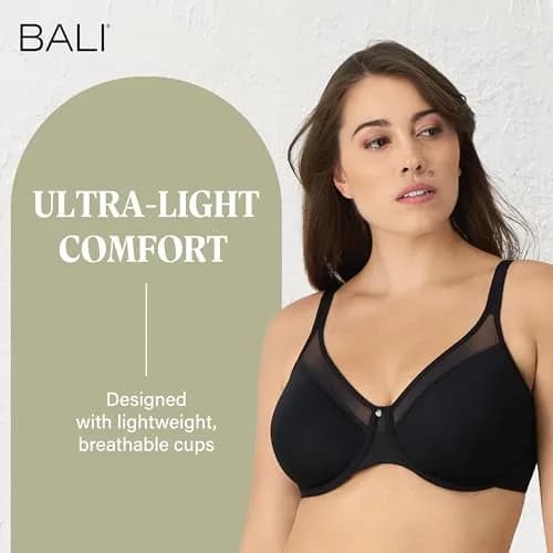 Bali Women's One Smooth U Ultra Light Illusion Neckline Underwire Bra, 36C | Seamless Support for Everyday Comfort thumbnail 3