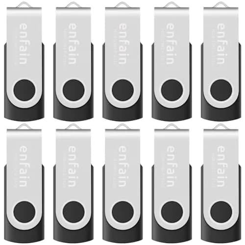 Enfain 16GB USB 2.0 Flash Drive 10 Pack | Swivel Thumb Drives with Labels for Office & Events thumbnail 1