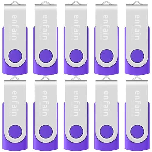 Enfain Purple 16GB USB 2.0 Flash Drive 10 Pack | Swivel Cap, 160GB Total Storage thumbnail 1