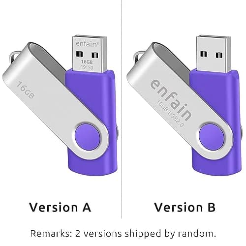 Enfain Purple 16GB USB 2.0 Flash Drive 10 Pack | Swivel Cap, 160GB Total Storage thumbnail 5