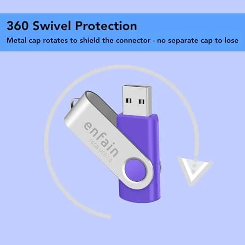 Enfain Purple 16GB USB 2.0 Flash Drive 10 Pack | Swivel Cap, 160GB Total Storage thumbnail 3