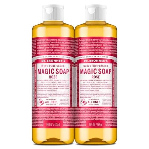 Dr. Bronner's Rose Pure-Castile Liquid Soap 16 oz | Versatile Organic Body Wash for All thumbnail 1