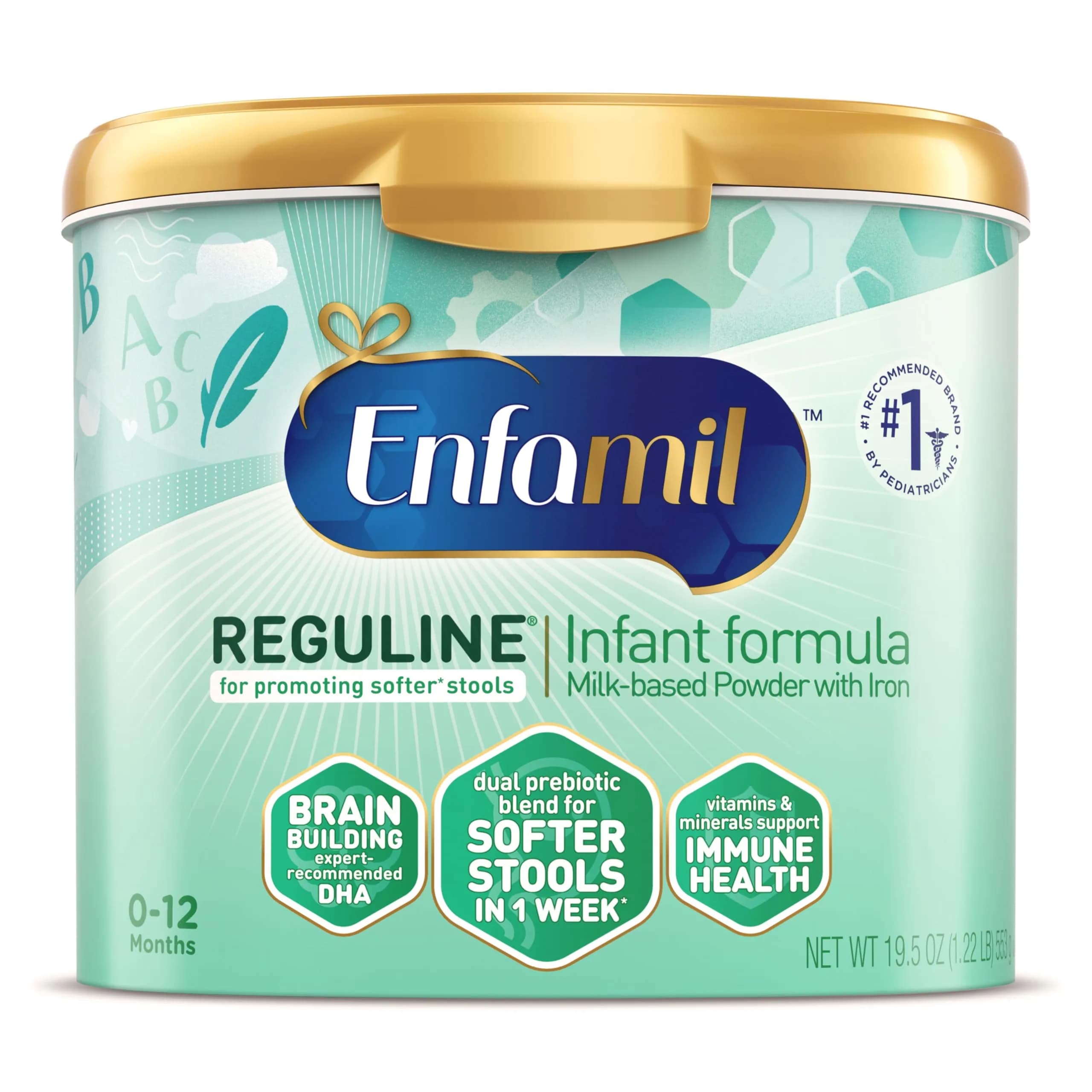 Enfamil Reguline Baby Formula for soft, comfortable stools, 19.5 Oz | Complete infant nutrition with prebiotics & DHA support - main product image