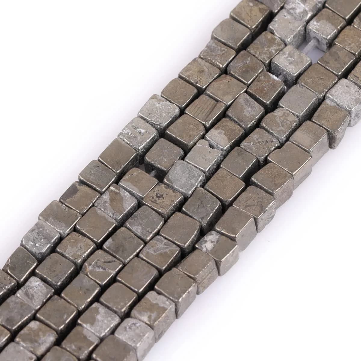 GEM-INSIDE CREATE YOUR OWN FASHION Natural 4mm Square Cube Stone Beads | Red Aventurine Jewelry Gemstone for Handmade Crafts — Pyrite