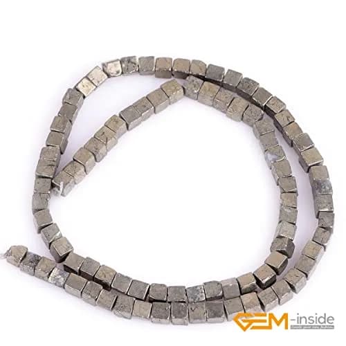 GEM-INSIDE CREATE YOUR OWN FASHION Pyrite Cube 4mm Beads | Natural Semi Precious Jewelry Stones thumbnail 2