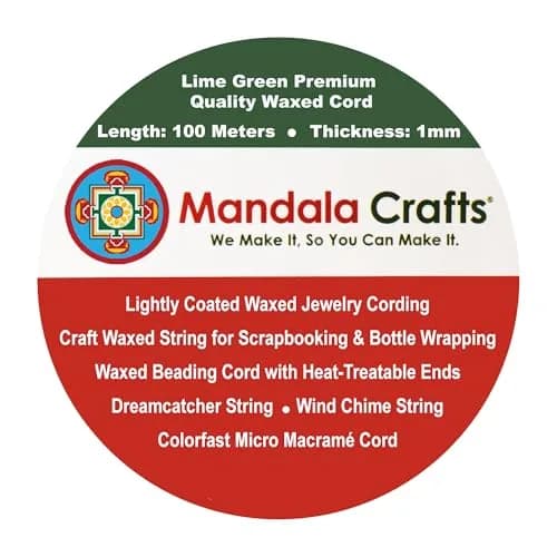 Mandala Crafts 1mm Kelly Green Cotton Waxed Cord 327 ft (109 Yards) | Fade-Resistant & Bleed-Free for Jewelry Making thumbnail 3