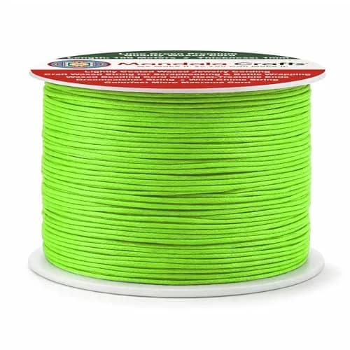 Mandala Crafts 1mm Lime Green Cotton Waxed Cord 327 ft (109 Yards) | Jewelry Making, Knotting, Accessory Assembly thumbnail 6