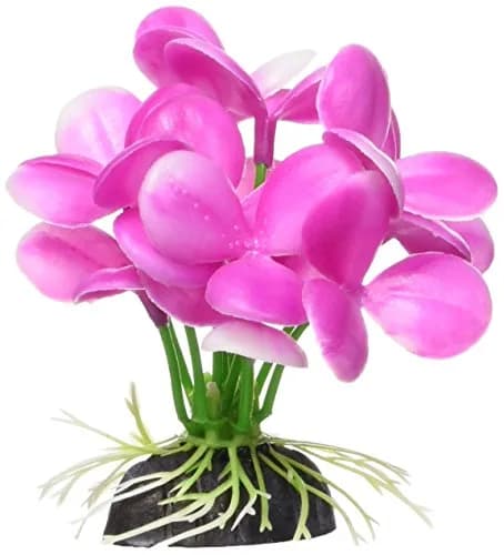 Marina Betta Pink Orchid Aquarium Plastic Plant, 2.75-Inch | Realistic Water-Current Undulation thumbnail 2