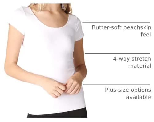 NIKIBIKI Women Seamless Cap Sleeve Scoop Neck Fitted Top | Made in USA, One Size (White) thumbnail 4