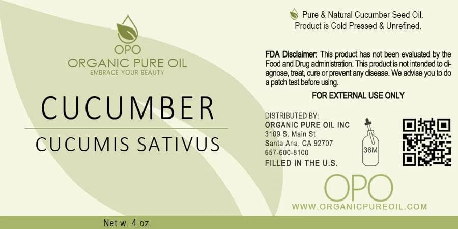 OPO Cucumber Seed Oil 4 oz Glass & Dropper | Pure Cold Pressed Unrefined Natural Non GMO Vegan thumbnail 2