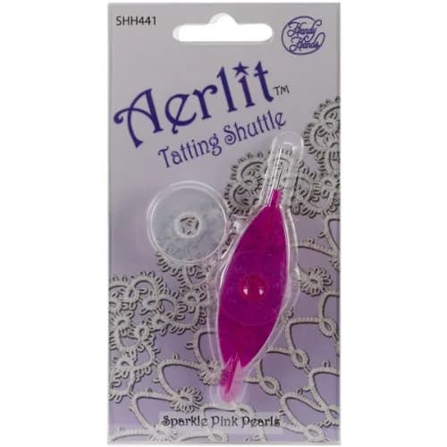 Handy Hands Aerlit Tatting Shuttle with 2 Bobbins, Sparkle Pink Pearls | 2 Bobbins Included thumbnail 1