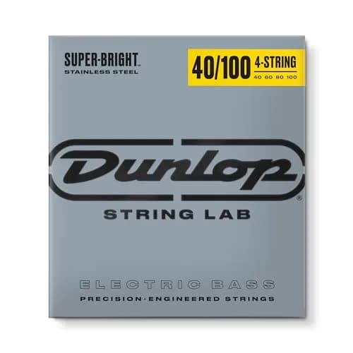 Jim Dunlop Super Bright Stainless Steel Bass Strings 40-100 | Tone-Focused Bass Guitar Strings thumbnail 1