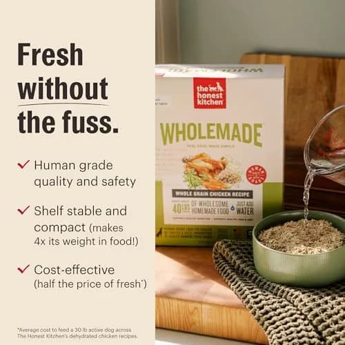 The Honest Kitchen Wholemade Grain Free Chicken Recipe Dehydrated Dog Food 2 lb (0.91 kg) | Supports Digestion & Skin thumbnail 5