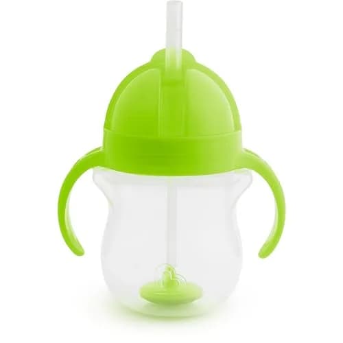 Munchkin Any Angle Weighted Straw Sippy Cup for Toddlers, 7 Ounce (207ml), Green | Spill-Proof Trainer Cup for Babies 6+ Months thumbnail 1