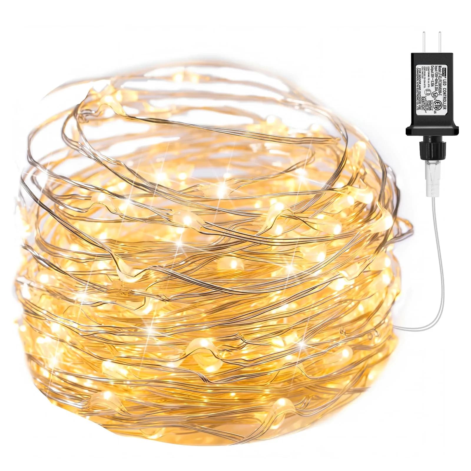 Minetom Warm White LED String Lights 33ft (10m) | 100 LEDs, IP44 Waterproof, Flexible Copper Wire - main product image