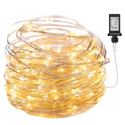 Minetom Warm White LED String Lights 33ft (10m) | 100 LEDs, IP44 Waterproof, Flexible Copper Wire thumbnail 1