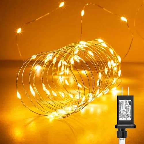 Minetom Warm White LED String Lights 33ft (10m) | 100 LEDs, IP44 Waterproof, Flexible Copper Wire thumbnail 8