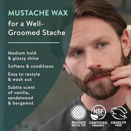Badger Organic Mustache & Beard Wax Medium Hold 21.3ml (0.75 oz) | Natural Styling for Men thumbnail 2