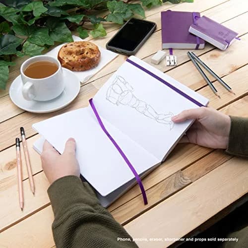 Pentalic 3" x 4" Pocket Sketchbook Traveler Journal, 160 Pages, Purple | Acid-Free Recycled Paper thumbnail 6