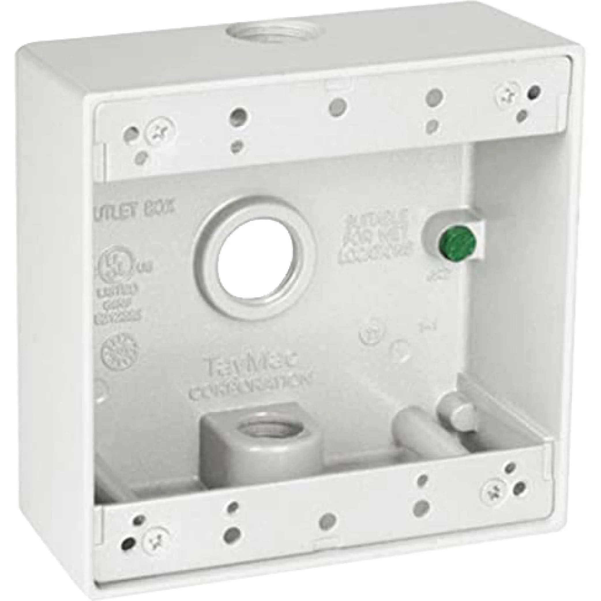 TayMac DB375WH 2-Gang Weatherproof Box 11.8cm (4.63in) White | Seamless Die Cast Metal Construction