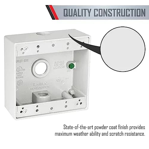 TayMac DB375WH 2-Gang Weatherproof Box 11.8cm (4.63in) White | Seamless Die Cast Metal Construction thumbnail 5