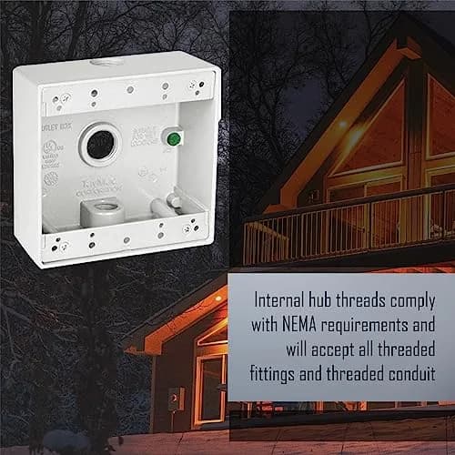 TayMac DB375WH 2-Gang Weatherproof Box 11.8cm (4.63in) White | Seamless Die Cast Metal Construction thumbnail 7