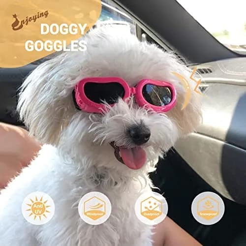Enjoying Classic Pink Small Breed Dog Goggles - UV Protection, Windproof & Adjustable thumbnail 3