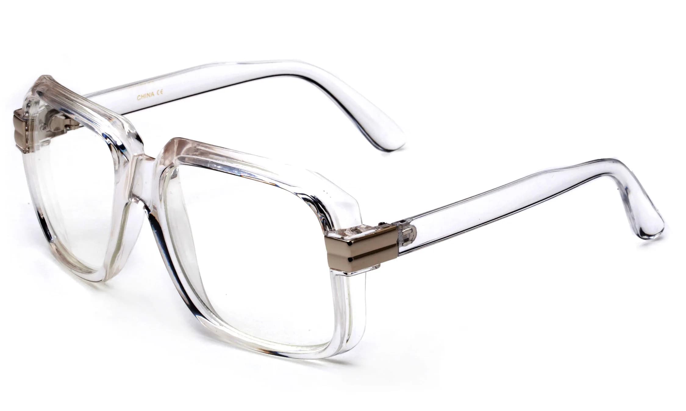 Newbee Fashion Clear Sunglasses Retro Design 57mm Lens | Unisex Thick Frame Eyewear — Clear/Silver V2