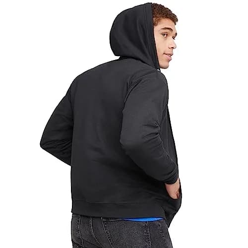 Hanes Men's EcoSmart Full-Zip Hoodie Sweatshirt, Black, 1 kg (2.2 lb) | Classic Comfort for Everyday Wear thumbnail 2