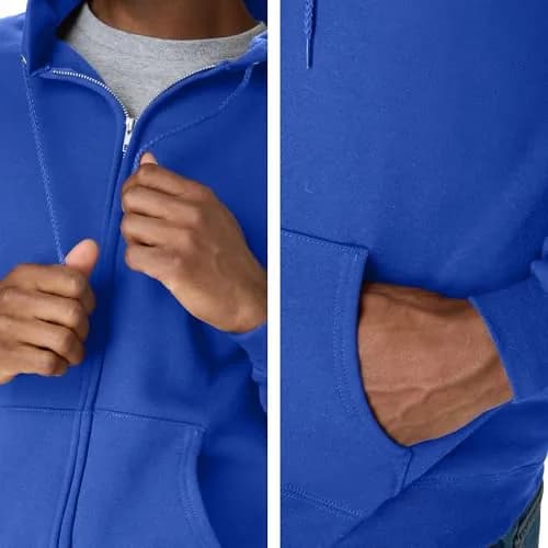 Hanes Mens Hoodie Ecosmart Fleece Full-zip Deep Royal S | Casual Athletic Hoodie for Men thumbnail 5