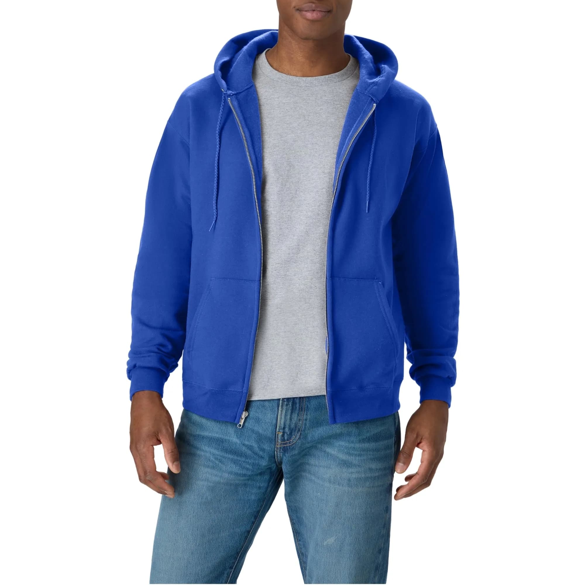 Hanes Mens Hoodie Ecosmart Fleece Full-zip Deep Royal S | Casual Athletic Hoodie for Men - main product image