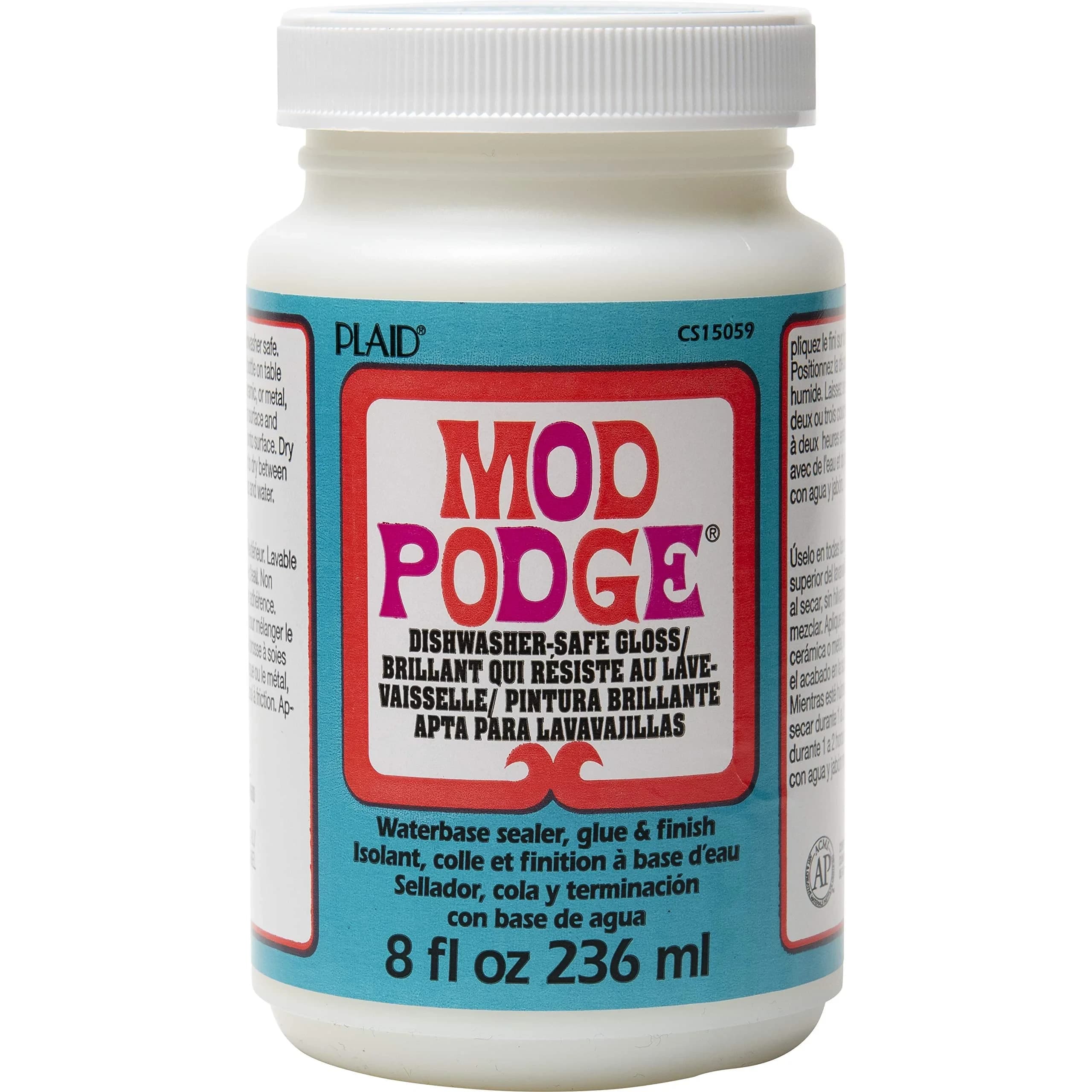 Mod Podge Dishwasher Safe Waterbased Sealer Glue and Finish 237ml (8 fl oz) | Glossy Finish for Decoupage Projects - main product image