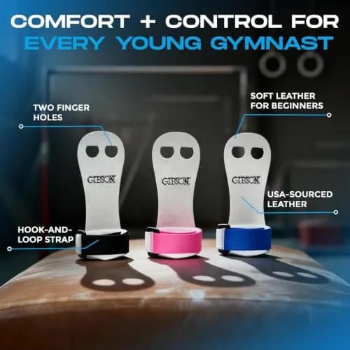 Gibson Athletic Rainbow Gymnastics Grips for Beginners, Medium, 2-Pack | Leather Hand Protection with Hook & Loop Closure thumbnail 3