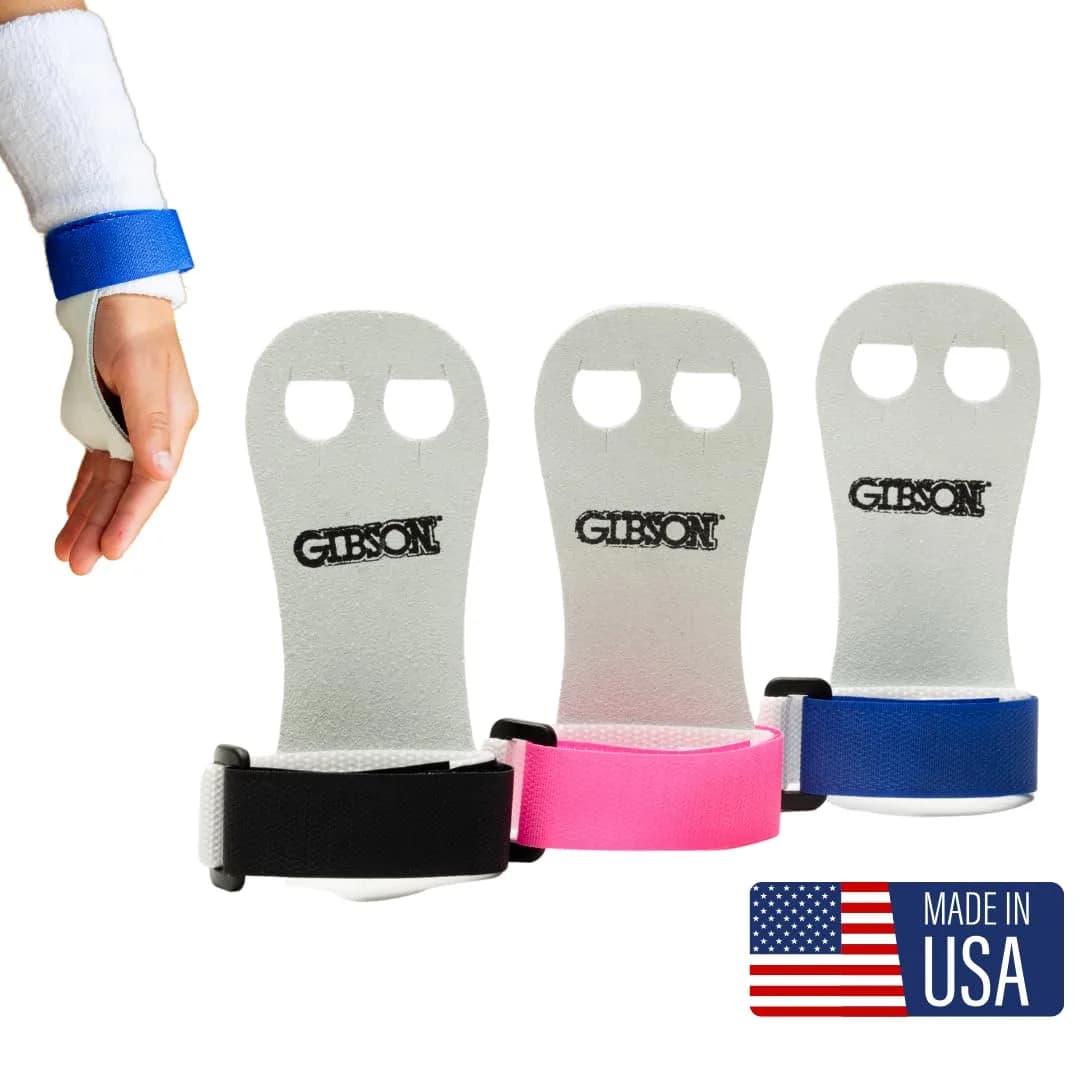 Gibson Athletic Rainbow Gymnastics Grips for Beginners, Large, Black | Leather Hand Grips for Bars & Rings