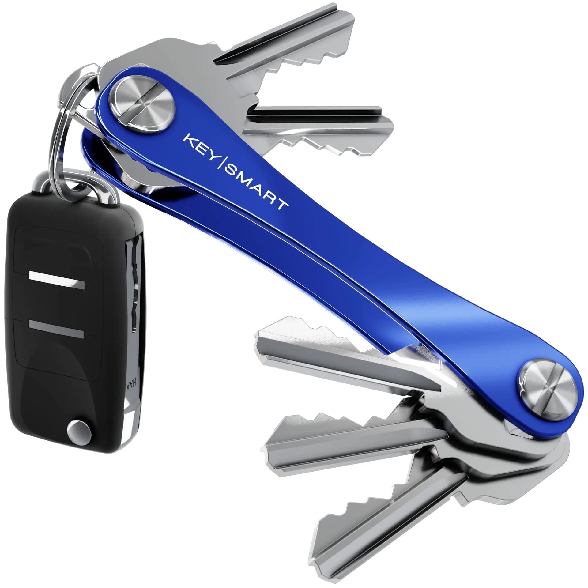 KeySmart Original Key Holder Compact Key Organizer for Key Chain Black 8 Keys | Ditch Jingle & Bulk — Blue / 8 Keys