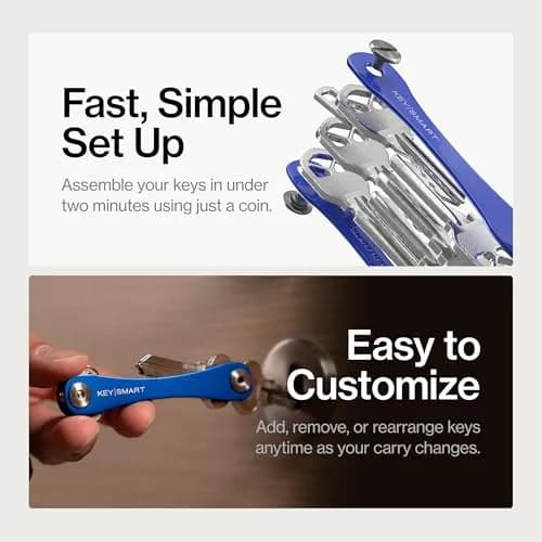 KeySmart Original Key Holder Blue for 14 Keys | Compact Clutter-Free EDC Keychain Organizer thumbnail 4