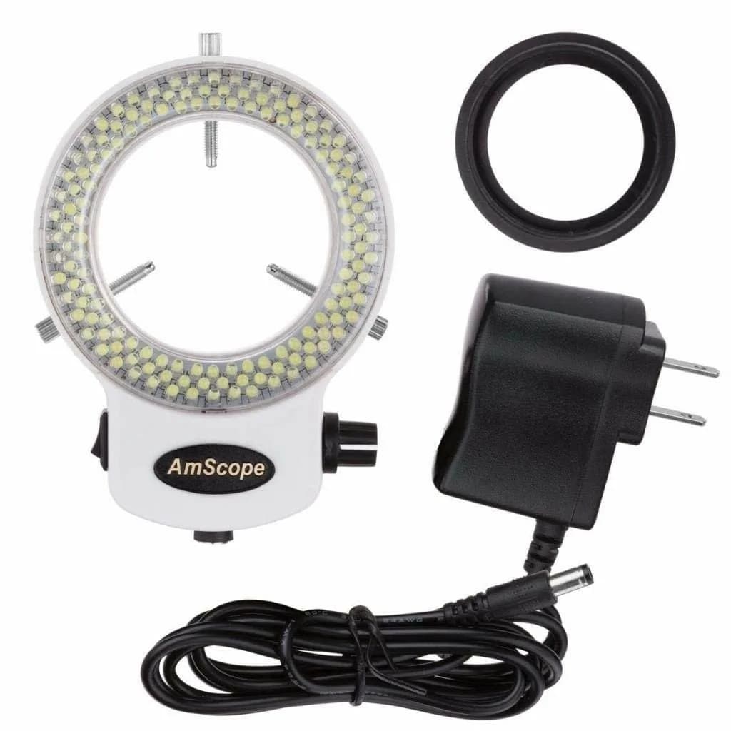 AmScope LED-144W-ZK 144 LED Ring Light Illuminator White | Adjustable Shadow-Free Illumination - main product image