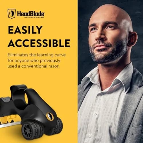 HeadBlade LE ATX Men's Head Shaving Razor - Black - Rigid Body with Multiblade Design and Non Slip Rubber Ring for Easy Reach, Close Shave thumbnail 7