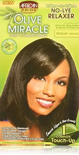 African Pride Olive Miracle Deep Conditioning No-Lye Relaxer Kit, Regular | Gentle on Hair thumbnail 1