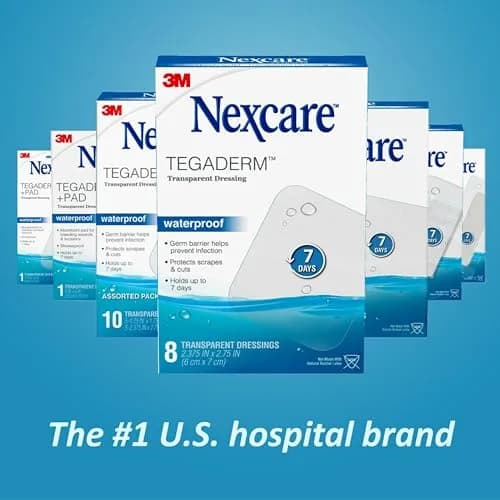 Nexcare Tegaderm Transparent Dressing, Clear Film | Waterproof, Breathable, 7-Day Wear, 10 Dressings thumbnail 7
